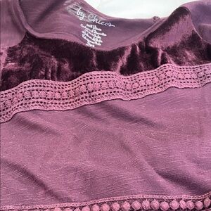 Chico's Rich Plum Velvet Lace Blouse